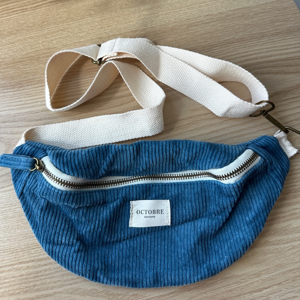 Sezane Blue Corduroy Belt Bag